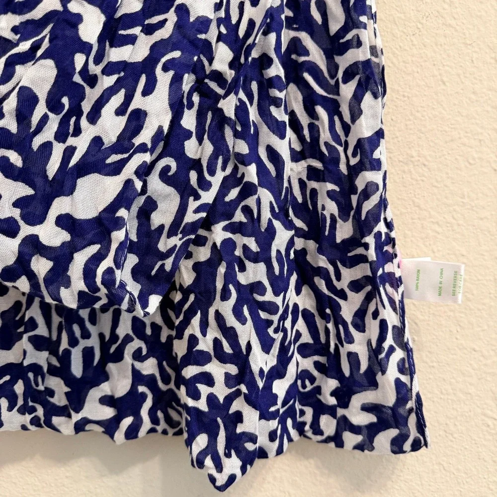 Lilly Pulitzer Murfee Infinity Scarf Blue White Coral Print Rayon 34